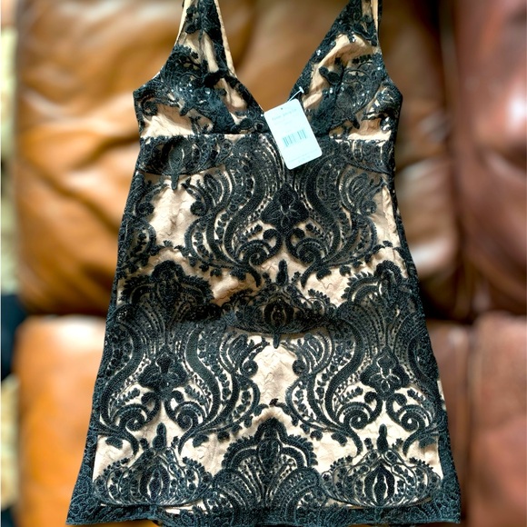 Free People Black Night Shimmers Mini Dress in Black - Picture 4 of 6